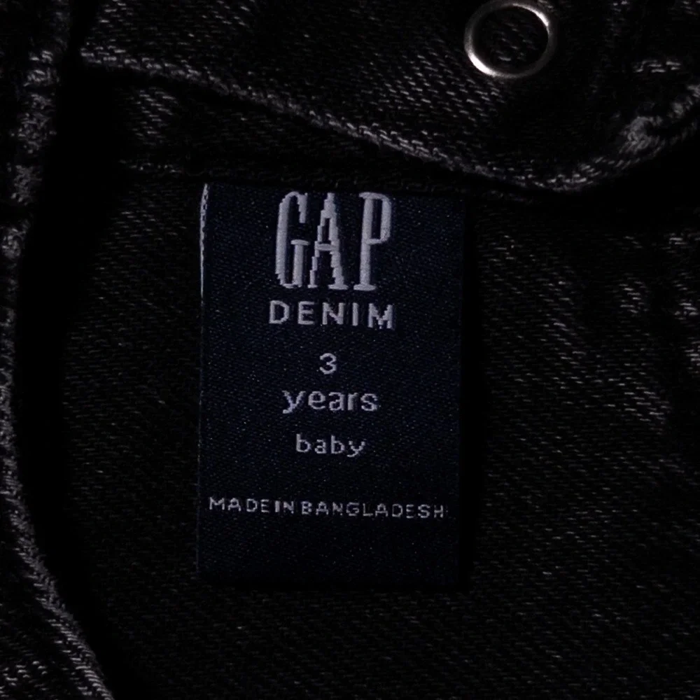 Gap Girls Denim Jumper Dress 3 Years Black Heart Pocket Sleeveless Casual